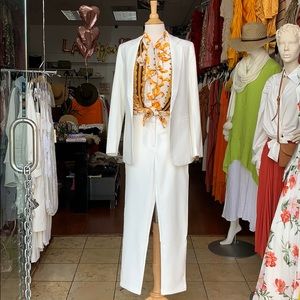 White fitted suit